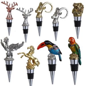 Ferramentas de barra Rolha de vinho Vácuo selado Garrafa de champanhe Tampas de liga de zinco Cortiça 3D Animal Cap Plug Acessórios 230824