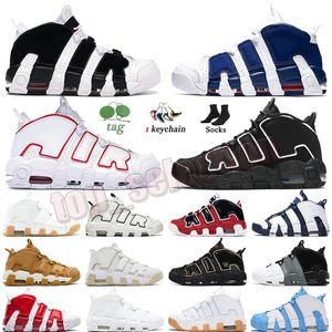 Designer uptempos Basketball Shoes Menções Uptempos Scottie Pippens Peace Love Wheat Bulls Hoops Pack University Blue Sports Sneakers Tamanho 36-45