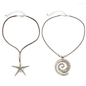 Pendant Necklaces Alloy Starfish Seashells Necklace Vacation Style Conch Choker Collar Unique Jewelry