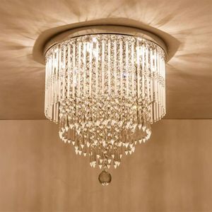 Modern K9 Crystal Chandelier Lighting Flush mount LED Ceiling Light Fixture Pendant Lamp for Dining Room Bathroom Bedroom Livingro247m