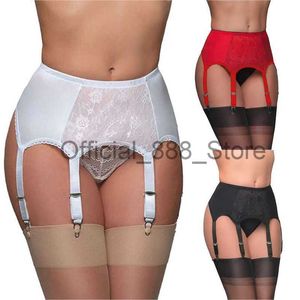 High Waist Mesh Garter Belt Suspender Belt 6 Straps for Stockings Plus Size S-XXL