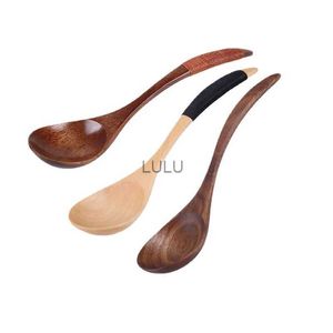 Japanese Wooden Spoon Long Handle Ramen Spoon Baby Eating Spoon Drinking Porridge Spoon Household Wood Tableware Round Spoon HKD230810