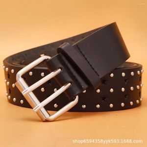 Belts Hollow Out Pentagram Belt Fashionable And Versatile Minimalist Style Rivet Casual Jeans Decorative