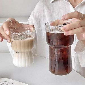 Wine Glasses Heat-resistant Stripe Transparent Glass Cup Tea Juice Quality Water Milk Home Drinkware Beer Office Coffee