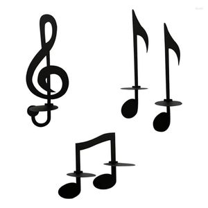 Candle Holders Music Note Wall Decor 4 Pcs Iron Holder Decorations Candlestick For Living Room Store Yard Patio Musical