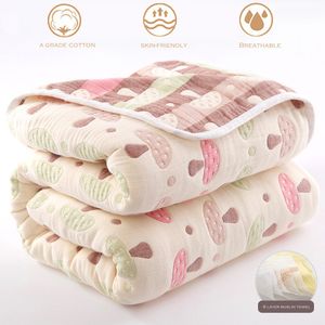 Filtar Wostar Summer Bedstred 6 Layer Muslin Handduk Bomullsäcken Barnplädet Cool Filt Air Conditioning Thin Comporter 90 230823