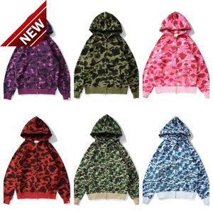 Herrtröjor tröjor designer klassiska mens hoodie populära hajmönster sportkläder kamouflage zip upp kvalitetsstorlek s-xxxxxls till 4xl