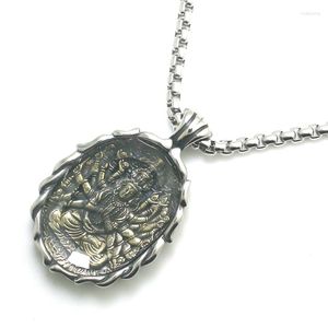 Pendant Necklaces Unisex 316L Stainless Steel Thousand-hand Bodhisattva Protect