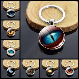 Keychains Punk Double Sides Glass Cabochon Hiphop Rainbow Eye Evil Eys Po Keyrings Women Men Party Gifts