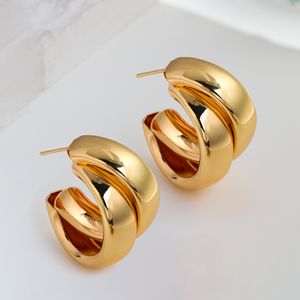 Stud AENSOA Fashion Round Circle Geometric Hoop Earrings for Women Vintage Gold Color Wedding Party Statement Jewelry 230823