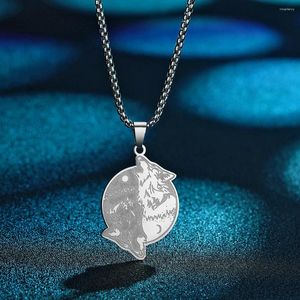 Pendant Necklaces Todorova Laser Engraved Viking Yin Yang Wolf Stainless Steel Round Necklace For Women Men Spirit Jewelry Unique Gift
