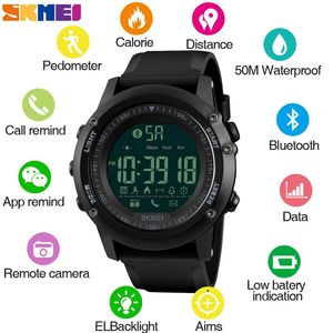 Skmei SmartWatch Hombre Mens Bluetooth Camara Control. Начальные часы Мужчины умные цифровые спортивные часы мужской часы Reloj Hombre 1321335o