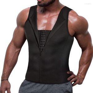 Men's Body Shapers Sexy Men Sauna Exercise Zipper Vest Waist Trainer Corset Slimming Compression Shirt Fat Burner