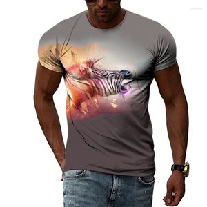 Herren T-Shirts hübsche Männer von Männern 3DT-Shirt Hip-Hop Tier Zebra Musterpersonalität Mode O-Neck Tees Sommerstraße lässige Kurzärmel-Tops