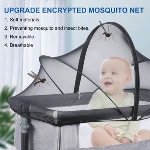 CRIB NETTING Baby Bed Mosquito Net Four Seasons Universal Born Baby borttagbar bärbar ventilat vikbar krypterade Crib Protectors 230823