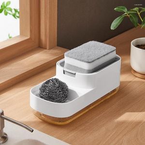 Liquid Soap Dispenser Space-saving Kitchen Capacity 3-in-1 Dish With Sponge Holder For Home