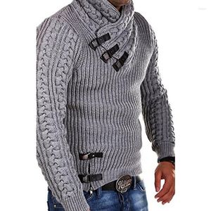 Maglioni maschili Turtleneck Twist Switer Pallover maschio Autunno Pulsante a manica lunga pulsante Pullover a colori a colori solidi S-3xl