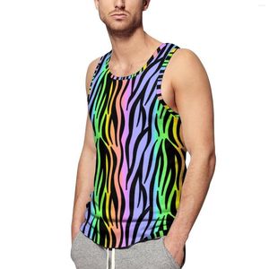 Men's Tank Tops Rainbow Tiger Print Top Men Animal Pride Summer Custom Training Cool Oversized Sleeveless Vests