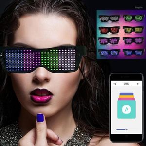 Party Decoration Magic Halloween Bluetooth Glasses App Control Rediterbar Text Shield Lysande DIY Multi-Lingual Quick Flash3490