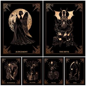 Målningar Death Devil Judgment Lovers Tarot Cards Art Poster och tryck Witchcraft and Magic Decor Wall Art Canvas Målning Oramnad 230823