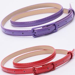 Belts Faux Leather Long Thin Belt For Women Candy Color Alloly Buckle Skinny Corset Dress Skirt Decorative Waistband Fashion