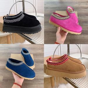 Designer Tasman Slippers Chestnut Fur Slides Sheepskin Shearling Tazz Mules Women Men Ultra Mini Platform Shoes Suede Comfort Fall Winter uggity