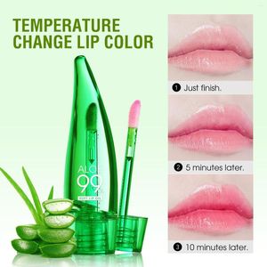 Lipgloss Aloe Veraöltemperaturfarbe Änderung Effekt Feuchtigkeitsspenstig glasieren flüssige Lippenstift Frauen Trockenlippen Behandlungslippen