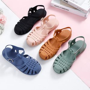 S TOE SOLID WOMEN RAP HOLLOW SANDALS OUT LADY SUMMER SUMMER BROINGABLE NON SLIP ANKLE STRAPラバーシューズ快適なソフトソール377サンダルシューズ