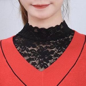 Yay bağları xxl beyaz siyah sahte yaka dantel çiçek kadınları gömlek çıkarılabilir bluz tepeleri yanlış çıkarılabilir kravat kazak dekoru