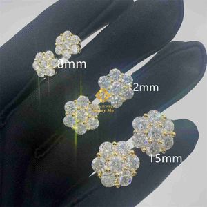 Pronto para enviar estoque dropshipping masculino gelado hip hop prata esterlina 925 parafuso traseiro moissanite brincos cluster