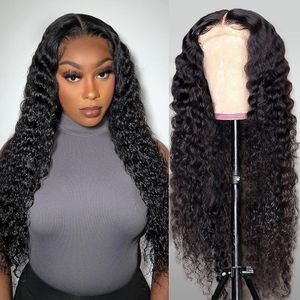 30 40 Inch Brazilian Remy 13x4 Bone Deep Wave Curly Transparent Lace Front Human Hair Wigs HD Frontal Closure Wig for Women