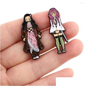 Brosches DZ2523 Japanese Anime Demon Slayer Emamel Pins For Clothes Badges On Ryggsäck Lapel Pin Decoration Smycken Accessories Presents Drop
