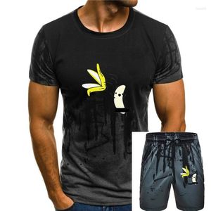 Menina de pista masculina de alta qualidade de algodão curta de manga curta de banana Men, camiseta casual, camisetas de malha de malha