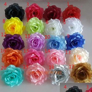 Flores decorativas grinaldas 200pcs 10cm Rose simated rosa 20 coloridas Faixa artificial de tecido de seda DIY decoração de videira parede de arco de casamento a dhpxw