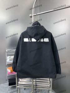 xinxinbuy Cappotto da uomo firmato GIACCA A VENTO lettera stampata manica lunga da donna grigio Nero bianco kaki blu M-3XL