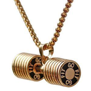 Hänghalsband hantelhalsband Barbell charm bodybuilding crossfit fitness smycken för älskare träning gym 23in chain217h