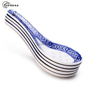 5Pcs Ceramic Spoon Chinese Style Children Rice Scoop Porridge Spoon Tableware Stir Spoon Soup Spoon Kitchen Cooking Utensil Tool HKD230810