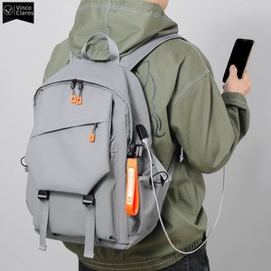 Borse per la scuola VC Backpack impermeabile da uomo Simple Solid Urban Man Backpacks USB per uomini Bag di tendenza del laptop leggero 230823