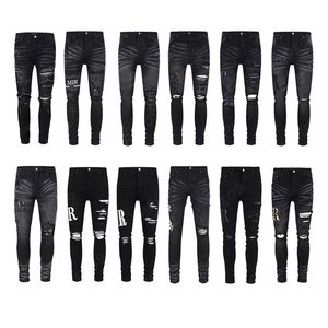 Designer di jeans maschile strantre strappato skinny pantaloni da cowboy jeans rock revival pantaloni dritti slim jeans fit moto pantaloni tr260m