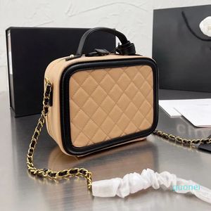 Designer Women Trunk Bag Gold Chain Lady Luxury Fashion Shoulder Handbag Crossbody Handbag Handle Purse Wallet Brown Black 20cm