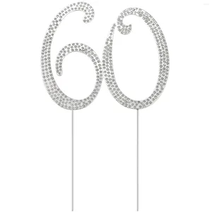 Cake Tools Birthday Party Decoration Number 60 Topper Bling Crystal 60th Rhinestone Embellishing Accessories