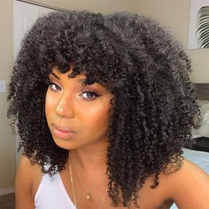 kinky curly pixie cut bob Human Hair شعر مستعار مع BANGS شعر مستعار كامل للنساء السود