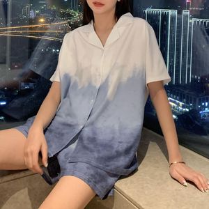 Women's Sleepwear Fashion Cotton Woman Pajamas Set 2 Pieces Summer Short Sleevs Tie Dye Homewear Casual Nightwear