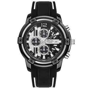 SMAEL RELOGIO MASCULINO SMAEL Rubber Strap Men Fashion Quartz Watch SL-9081 DIAL DIAL PIN زر 30M Waterproof Watch321M