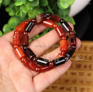 Figuras decorativas Real Natural Brasil Brasil Red e Black Agate Cilindro Jade Bracelet