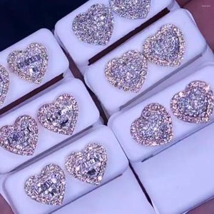 Brincos de garanhão micro paving cz zirconia cubic gelo bling clássico moda feminina jóia jóia brinco em forma de coração