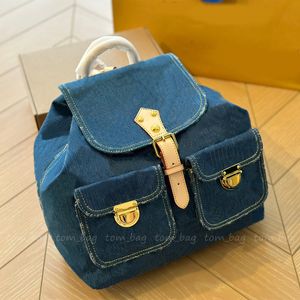 Luxurys Denim Canvas Mochila Mulheres Designers Mochilas Bolsa de Ombro Flor Antiga Bolsa Escola