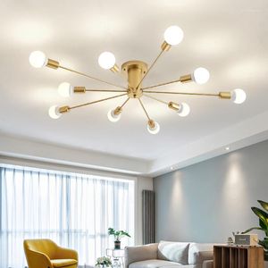 Chandeliers Gold Modern Chandelier Lighting Iron Spider Lights For Room Vintage Ceiling Lamp Bedroom Living Decoration E27