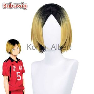 Syntetyczne peruki Bubuwig syntetyczne włosy Kenma Kozume Cosplay Peruki Haikyu Kenma Kozume 30cm Mężczyźni Krótki czarny gradient peruka odporna na ciepło x0824