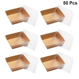 Servis 50st Bakery Boxes Transparent Cake Box Cupcake Container Carrier Holder For Pastries Pie Cupcakes